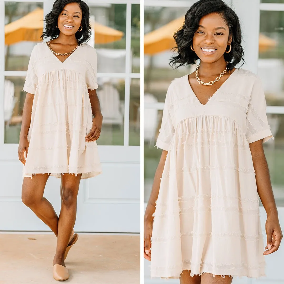 All Over The Map Natural White Babydoll Dress