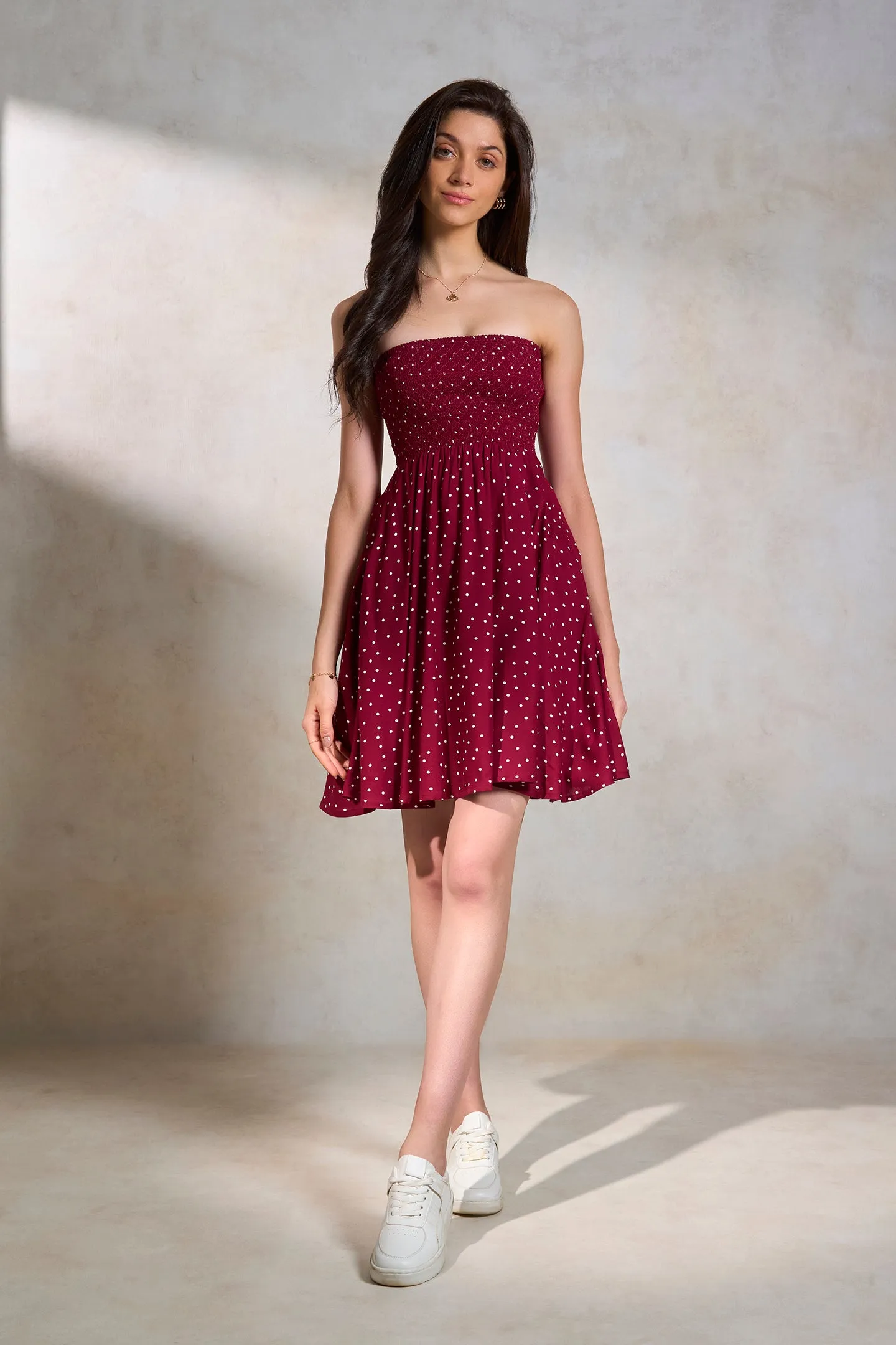 Anuvika|Polka Print Strappy Dress