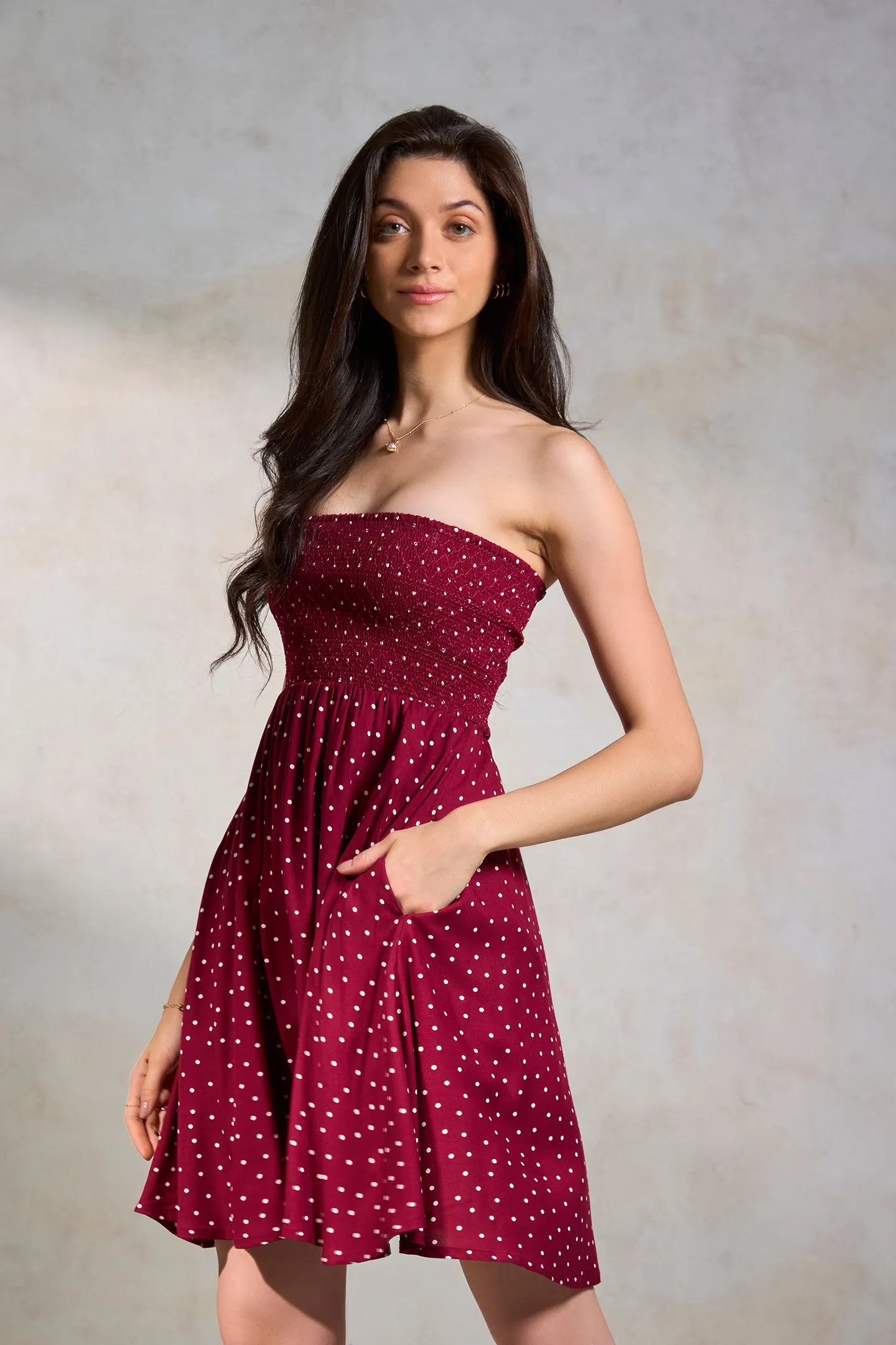 Anuvika|Polka Print Strappy Dress