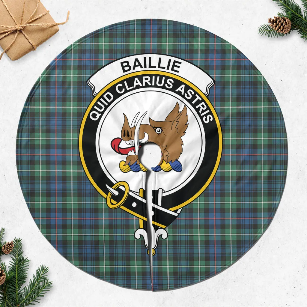 Baillie Ancient Tartan Christmas Tree Skirt with Family Crest