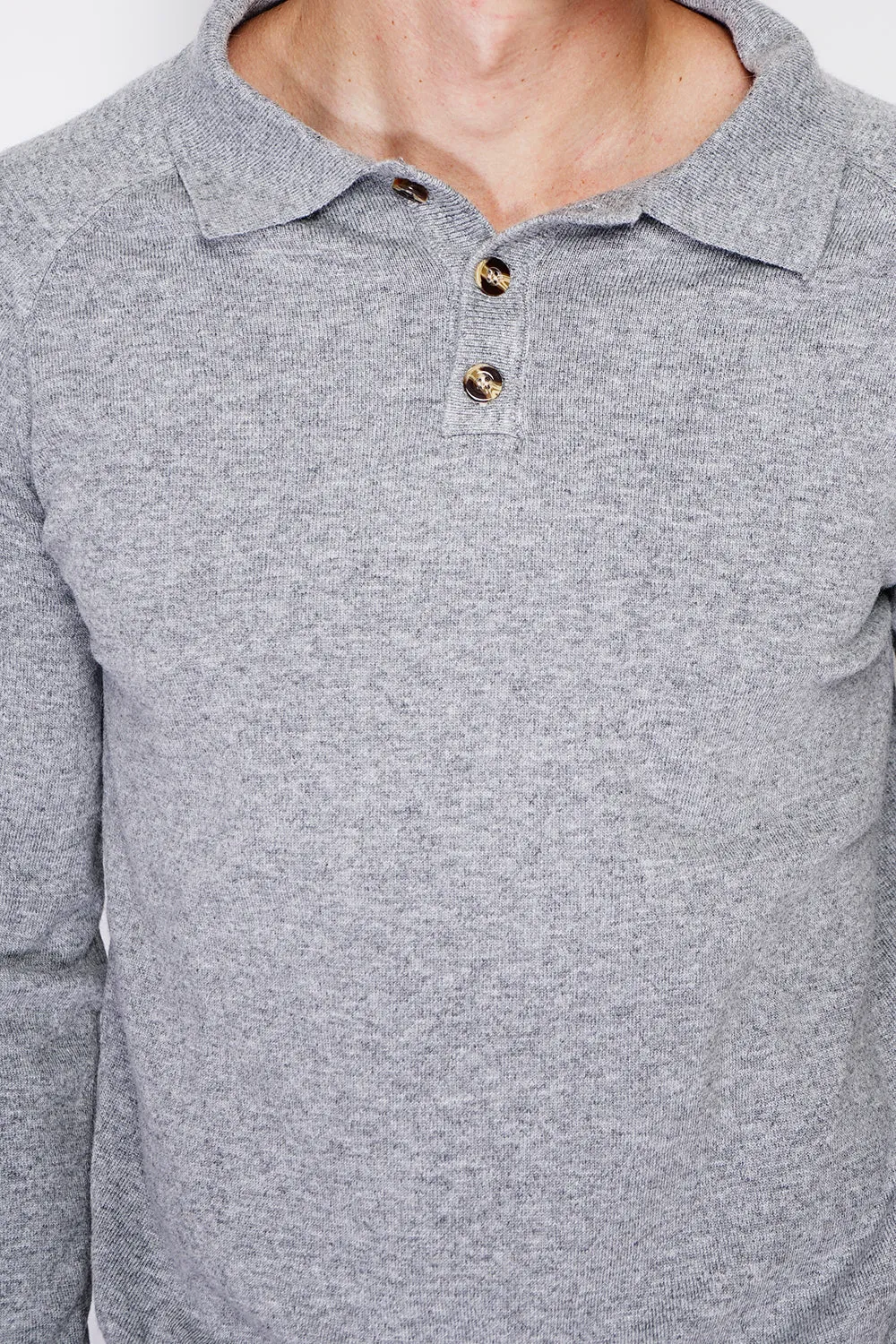 Classic polo collar sweater with long sleeves, 2-ply knitting