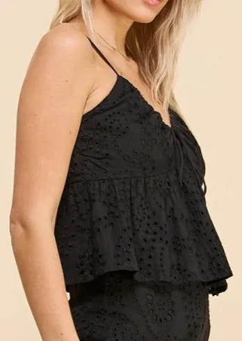 Eyelet Babydoll Tank