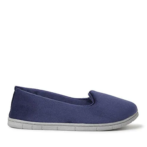 EZ Feet Women's Comfy Cozy Velour Closed Back Indoor/Outdoor Slipper (13-14, Peacoat)