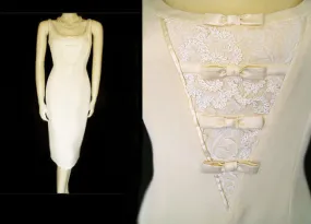 *GORGEOUS VINTAGE 1980'S ESCADA COUTURE COLLECTION IVORY LACE & SILK SATIN IVORY DRESS - PERFECT FOR AN INFORMAL WEDDING OR SPECIAL OCCASION