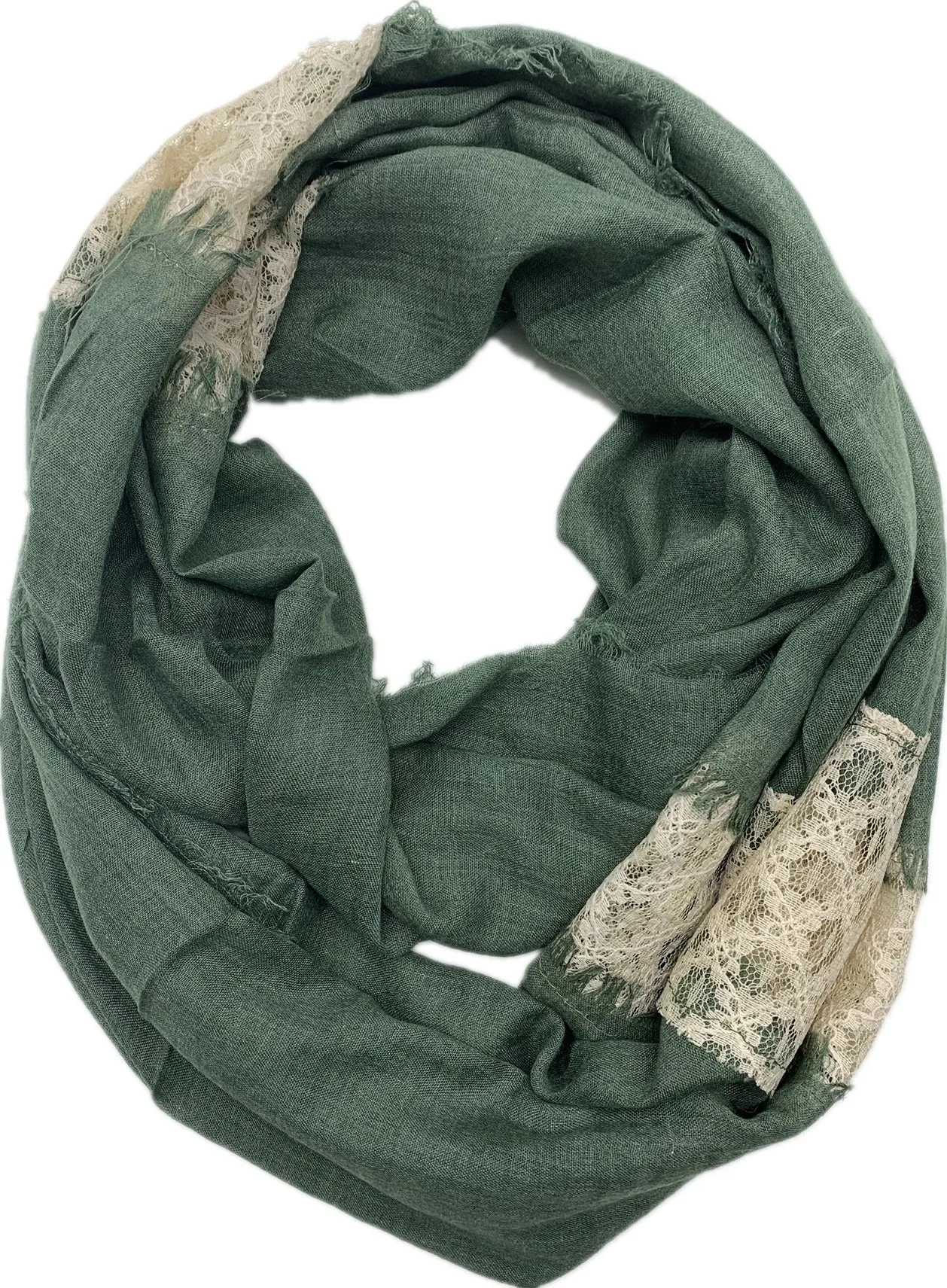 JC011210 Lace-Accent Infinity Scarf