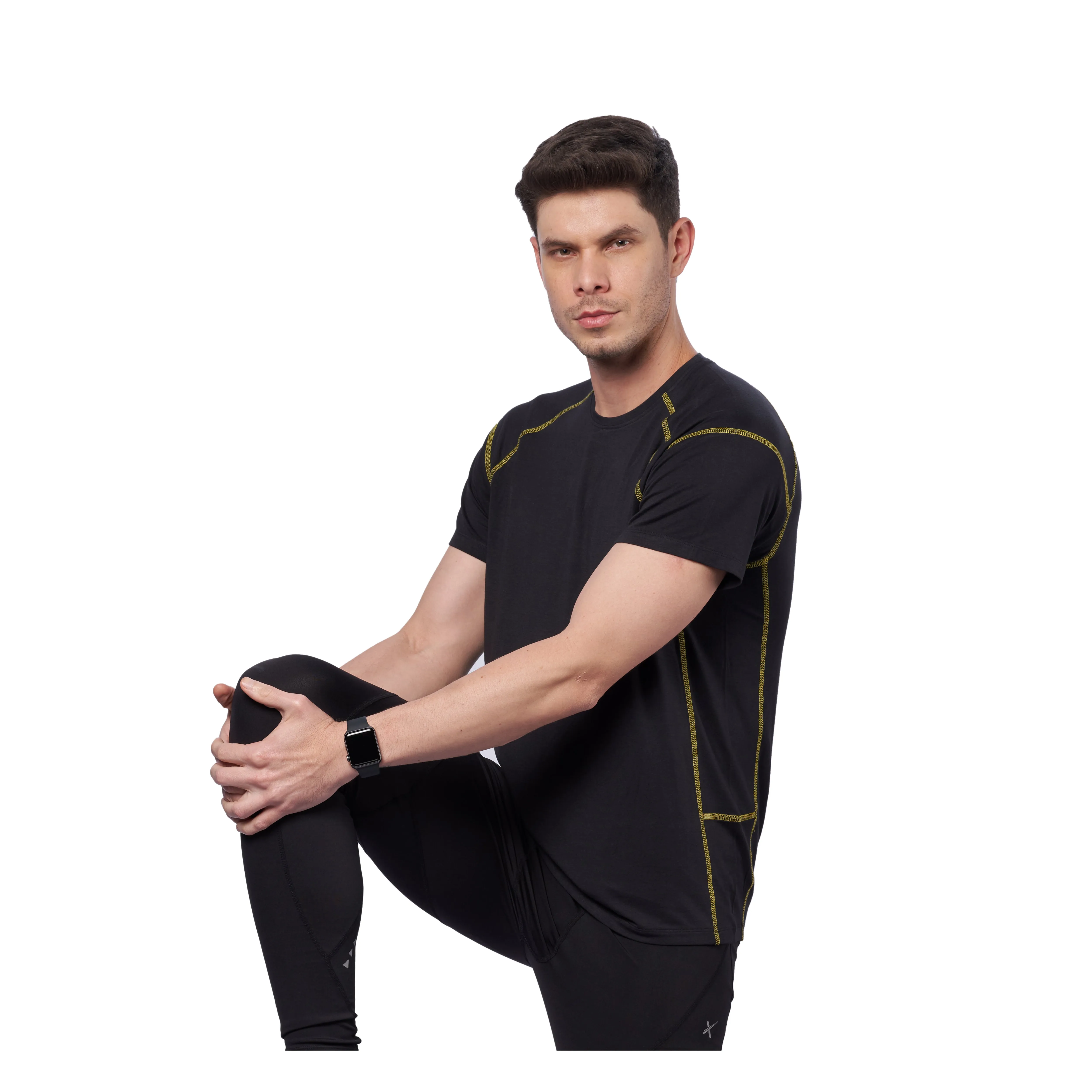 Men's Training T-Shirt with Flat Lock Contrast color stitch