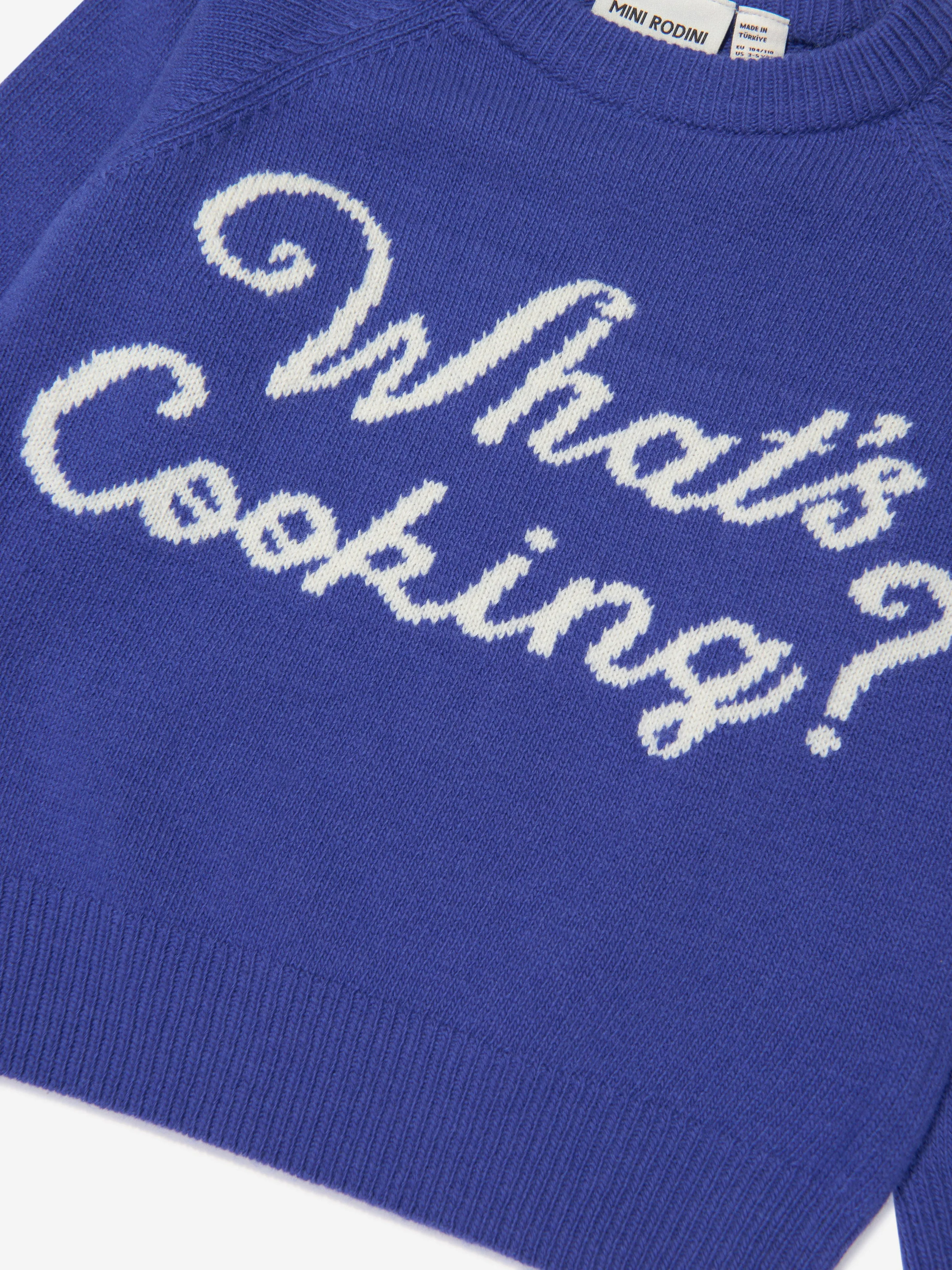 Mini Rodini Kids What's Cooking Knitted Sweater in Blue