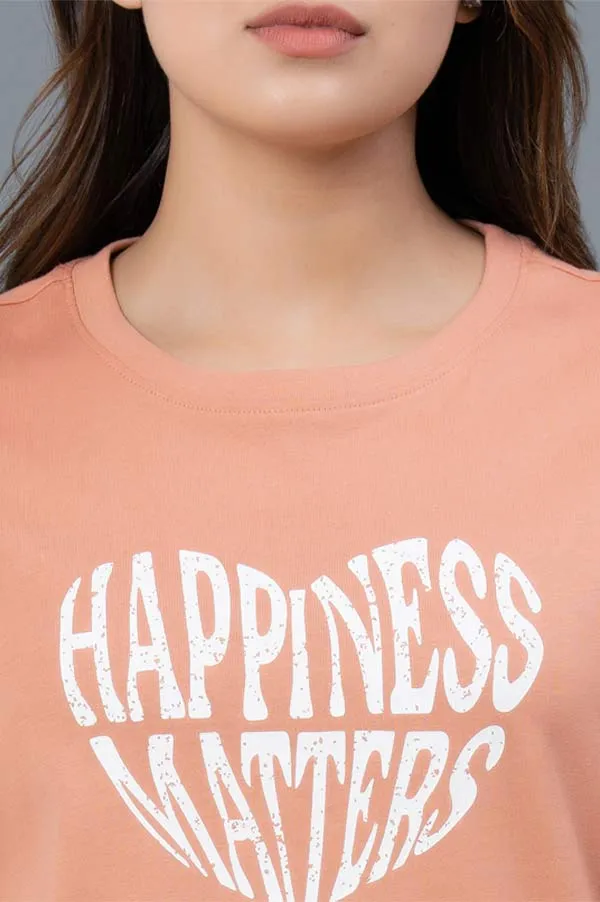 Mode By Red Tape Casual Cotton T-Shirt For Women | Round Neck Graphic Print T-Shirt For Women