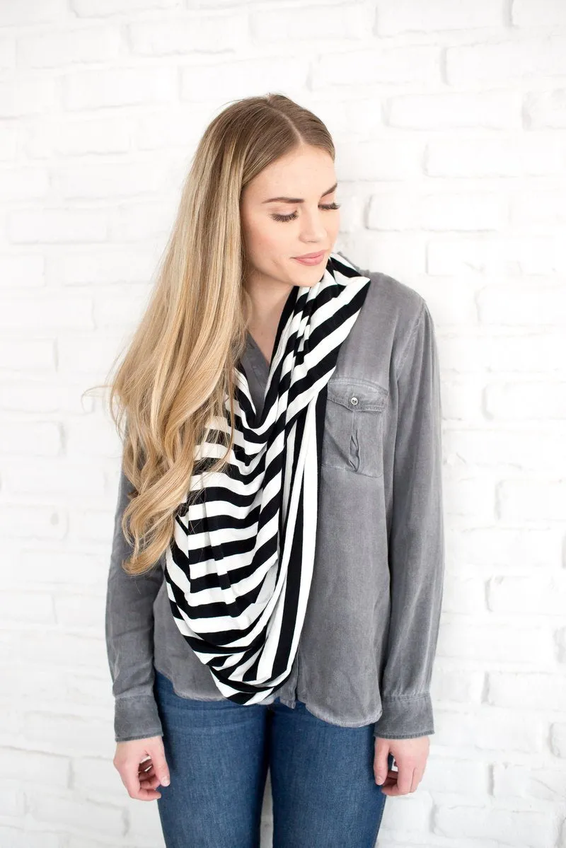 Multi Use 5 in 1 Baby Cover | Black/White Stripe