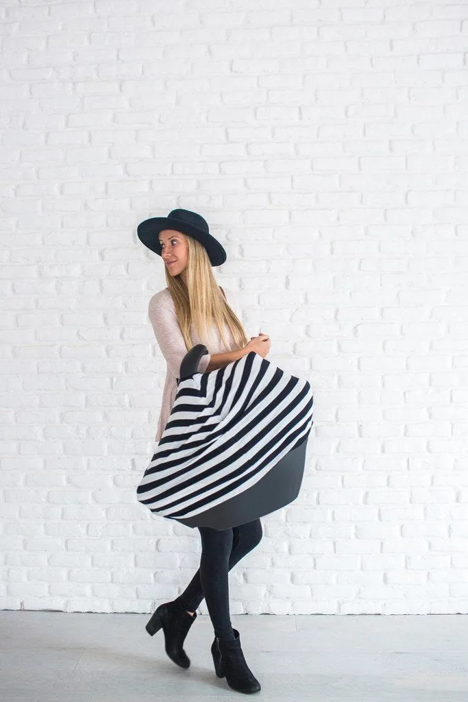 Multi Use 5 in 1 Baby Cover | Black/White Stripe