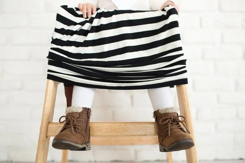 Multi Use 5 in 1 Baby Cover | Black/White Stripe