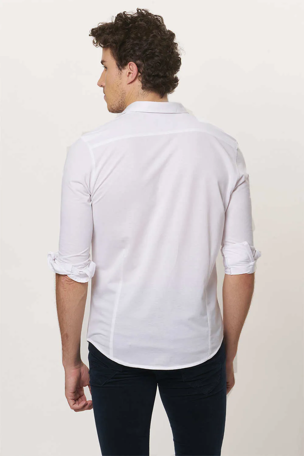 Muscle Fit Long Sleeve Knitted Shirt