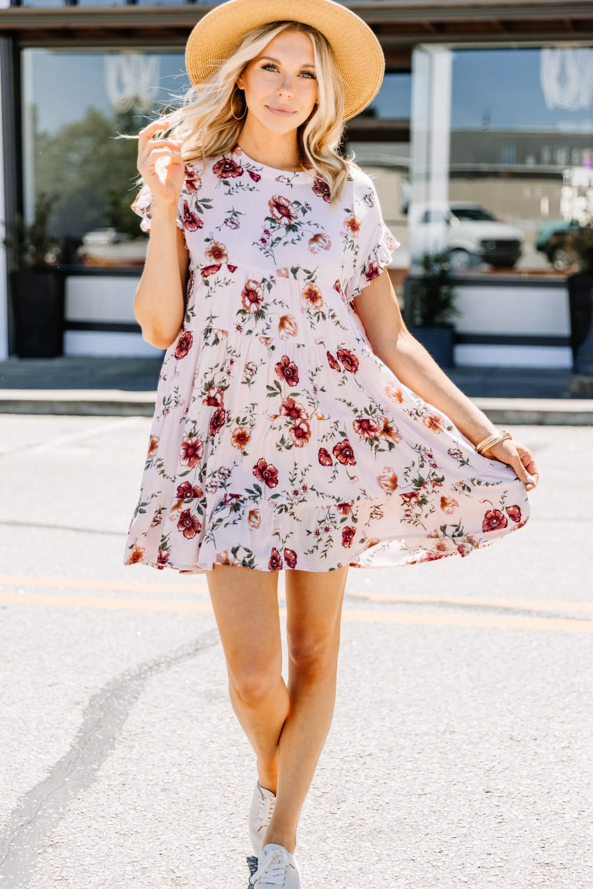 Never Giving Up Blush Pink Floral Dress