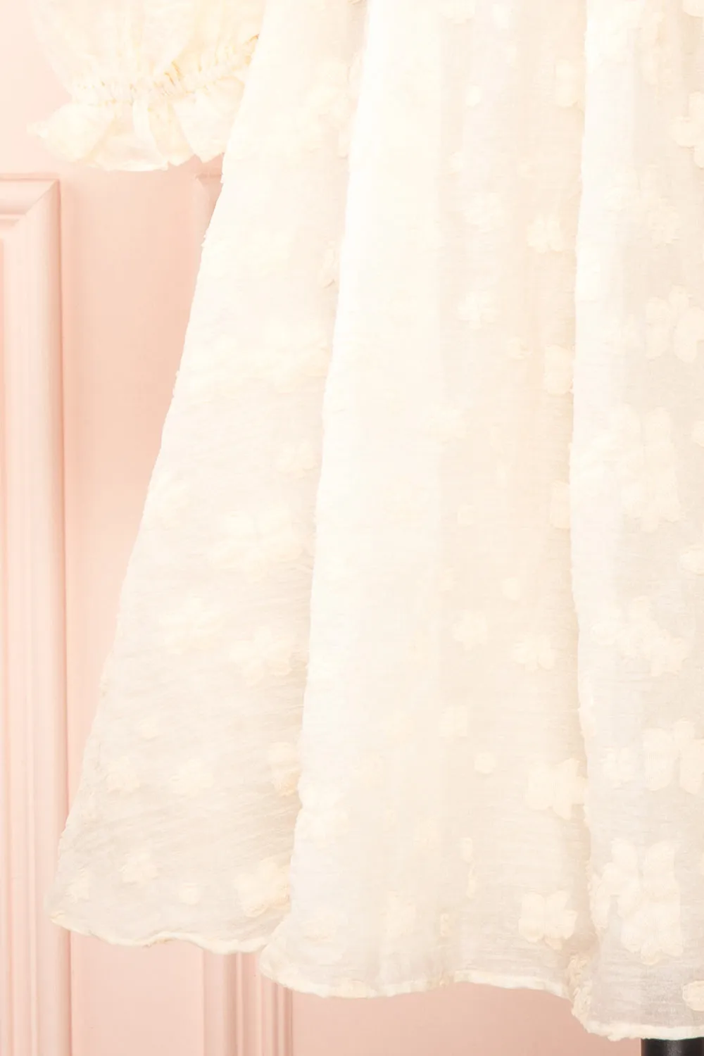Olympe | Cream Babydoll Dress w/ Flowers
