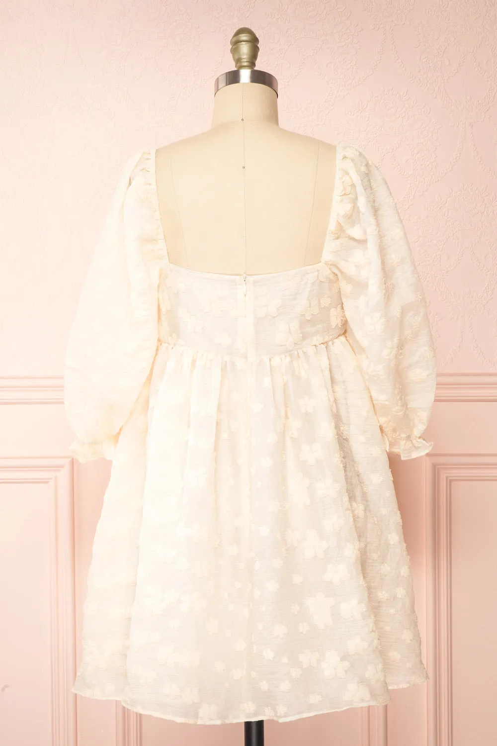 Olympe | Cream Babydoll Dress w/ Flowers