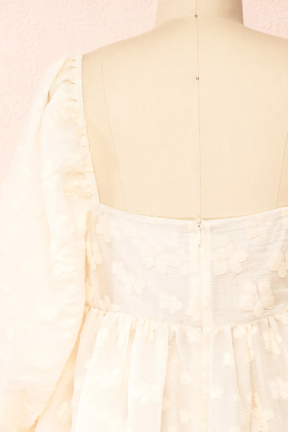 Olympe | Cream Babydoll Dress w/ Flowers