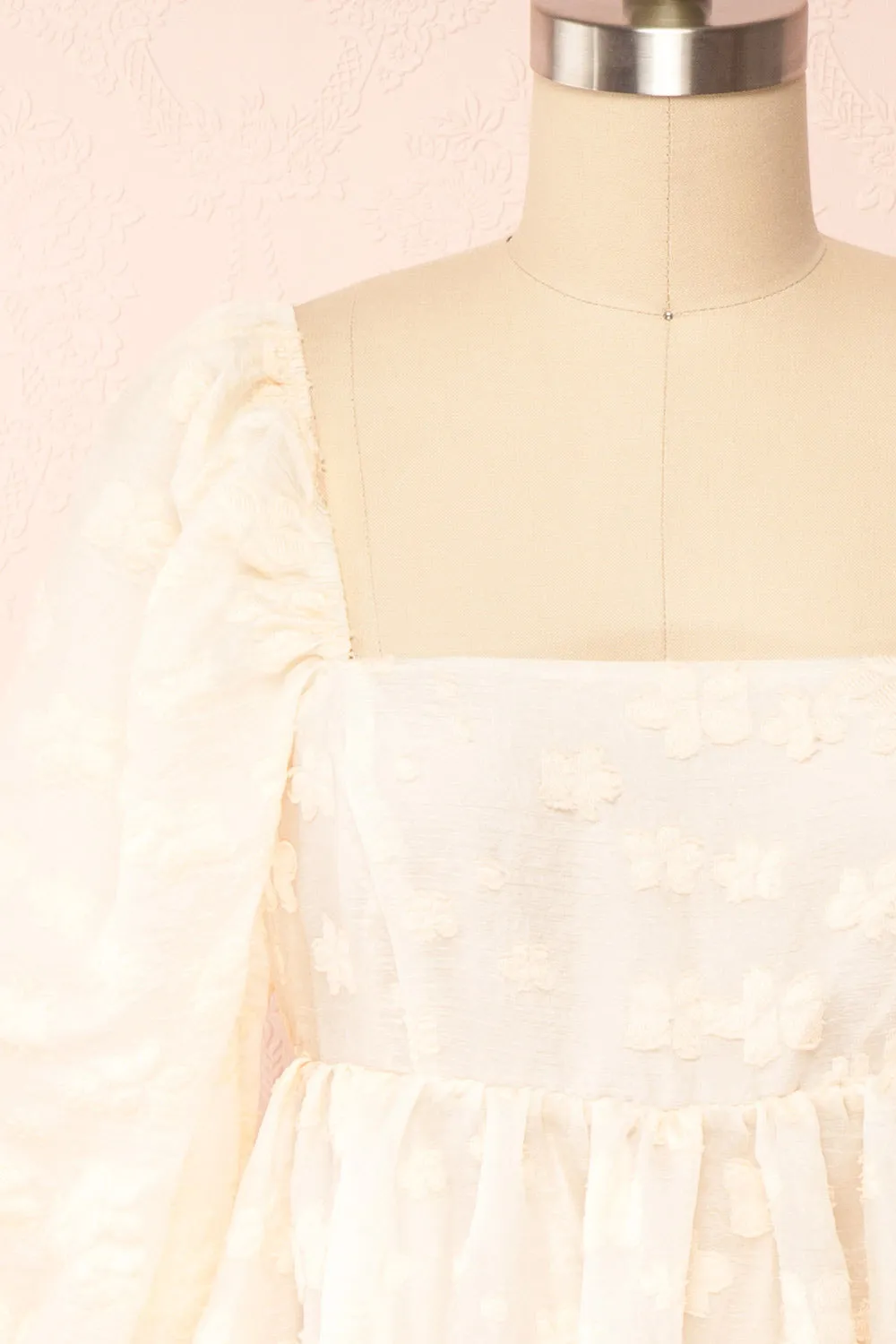 Olympe | Cream Babydoll Dress w/ Flowers