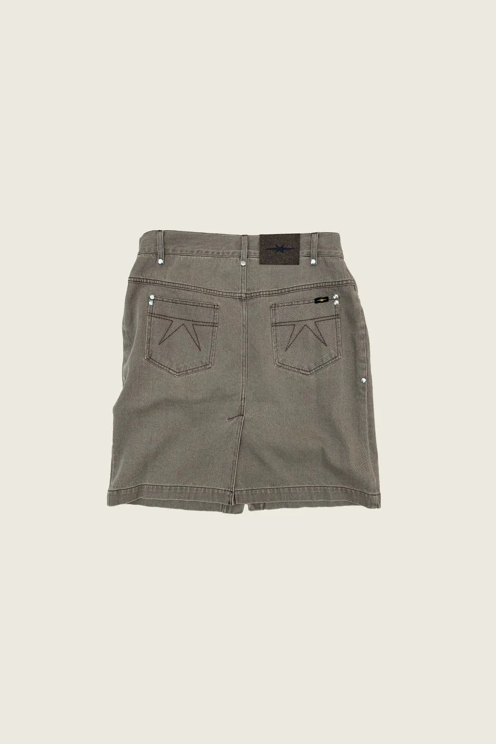 PHIPPS STUD DENIM SKIRT TAUPE