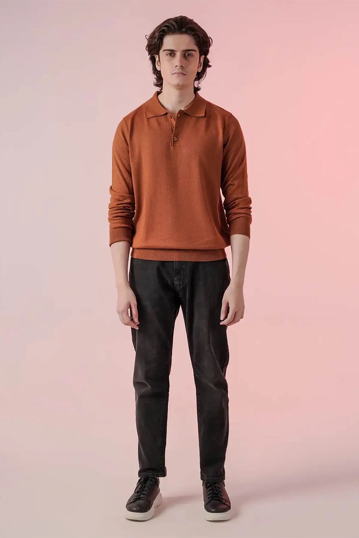 Polo Sweater For Men - Almond