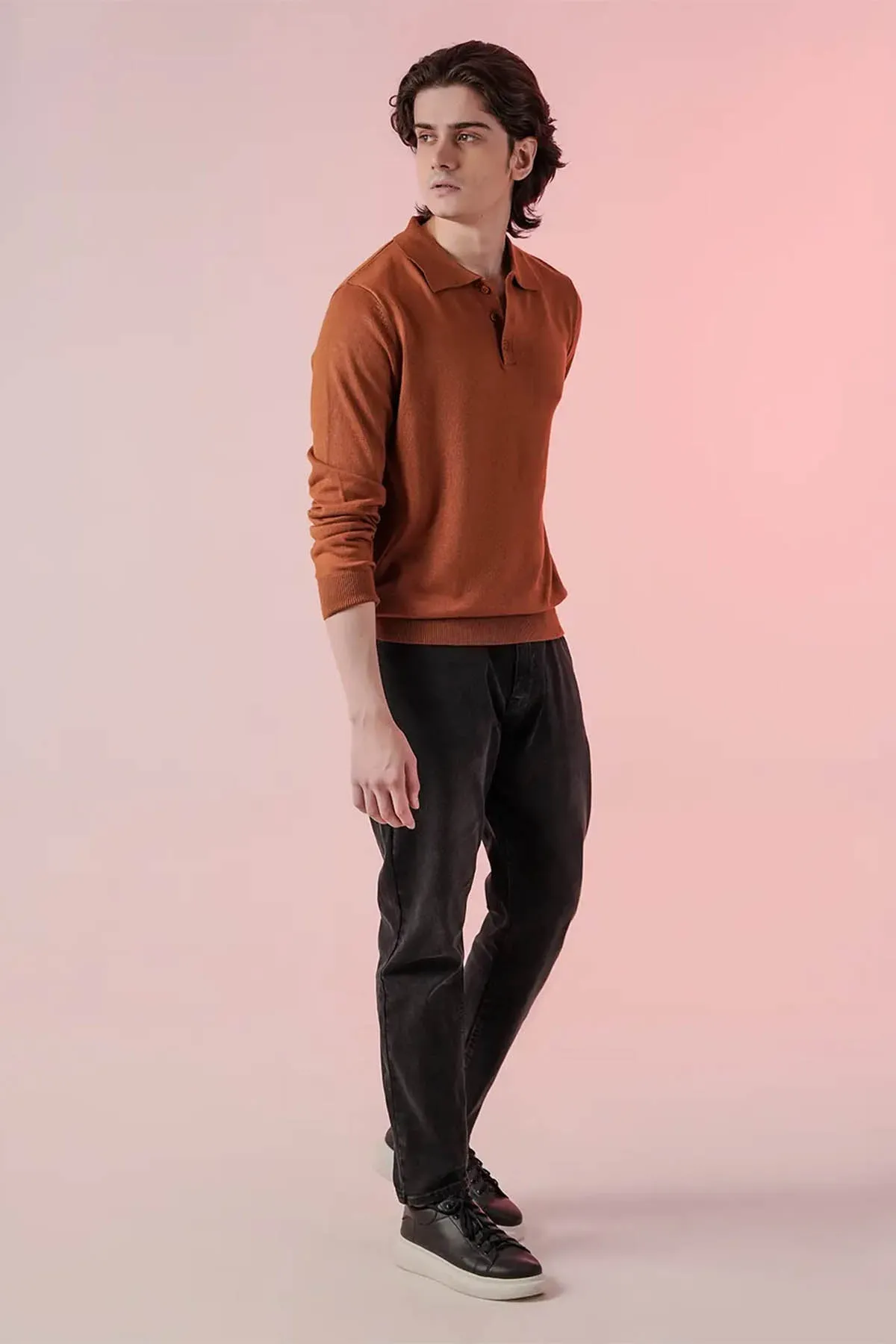 Polo Sweater For Men - Almond