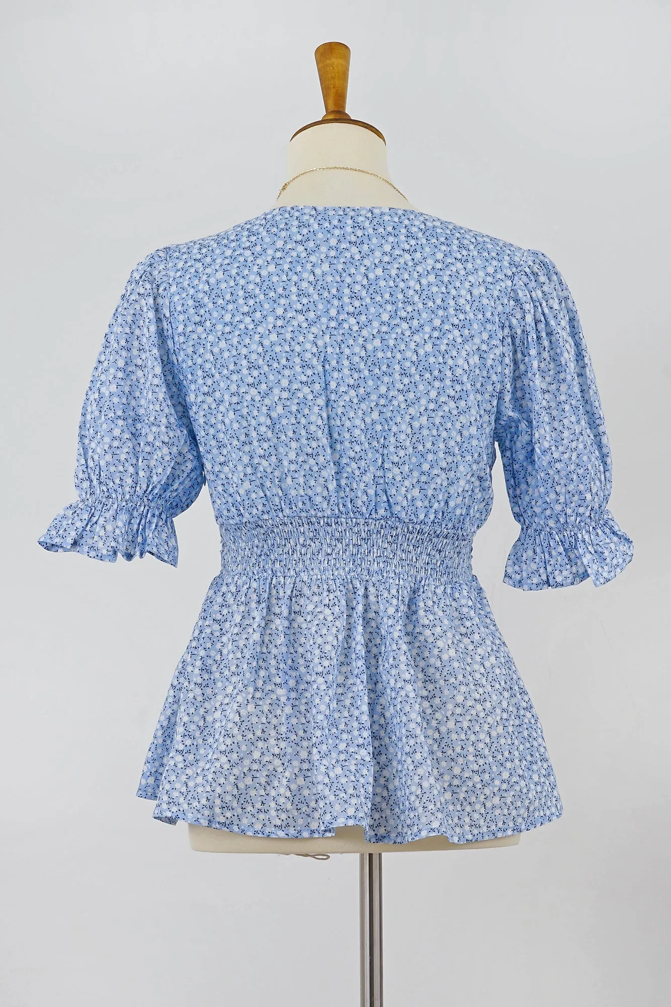 Powder Blue Cotton Lace Blouse