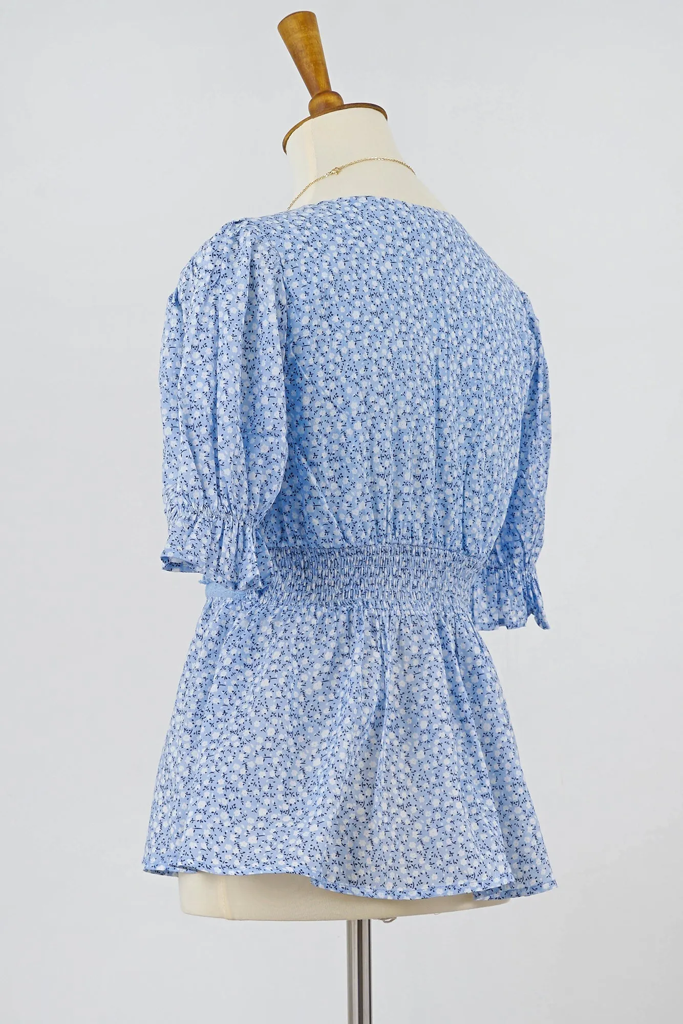 Powder Blue Cotton Lace Blouse