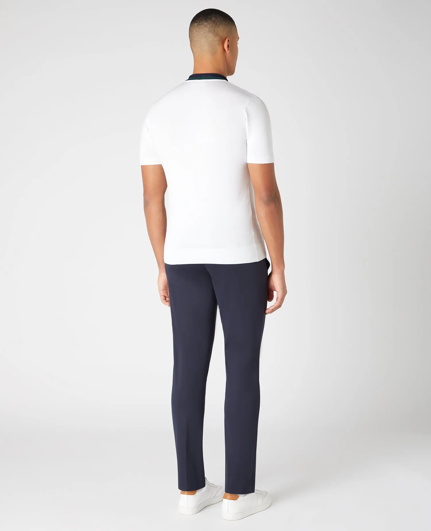 Slim Fit Knitted Cotton Short-Sleeve Polo Shirt