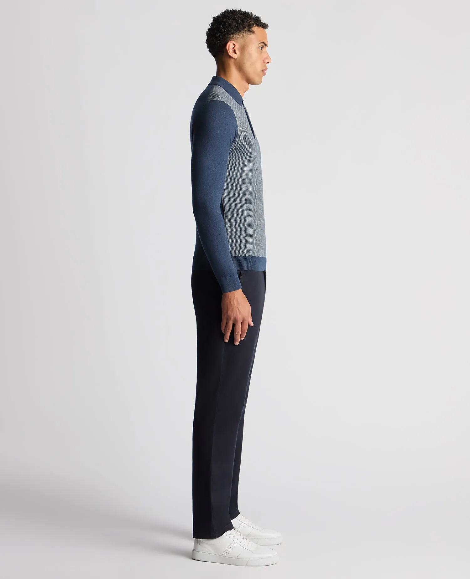 Slim Fit Merino Cotton Jacquard Knitted Polo