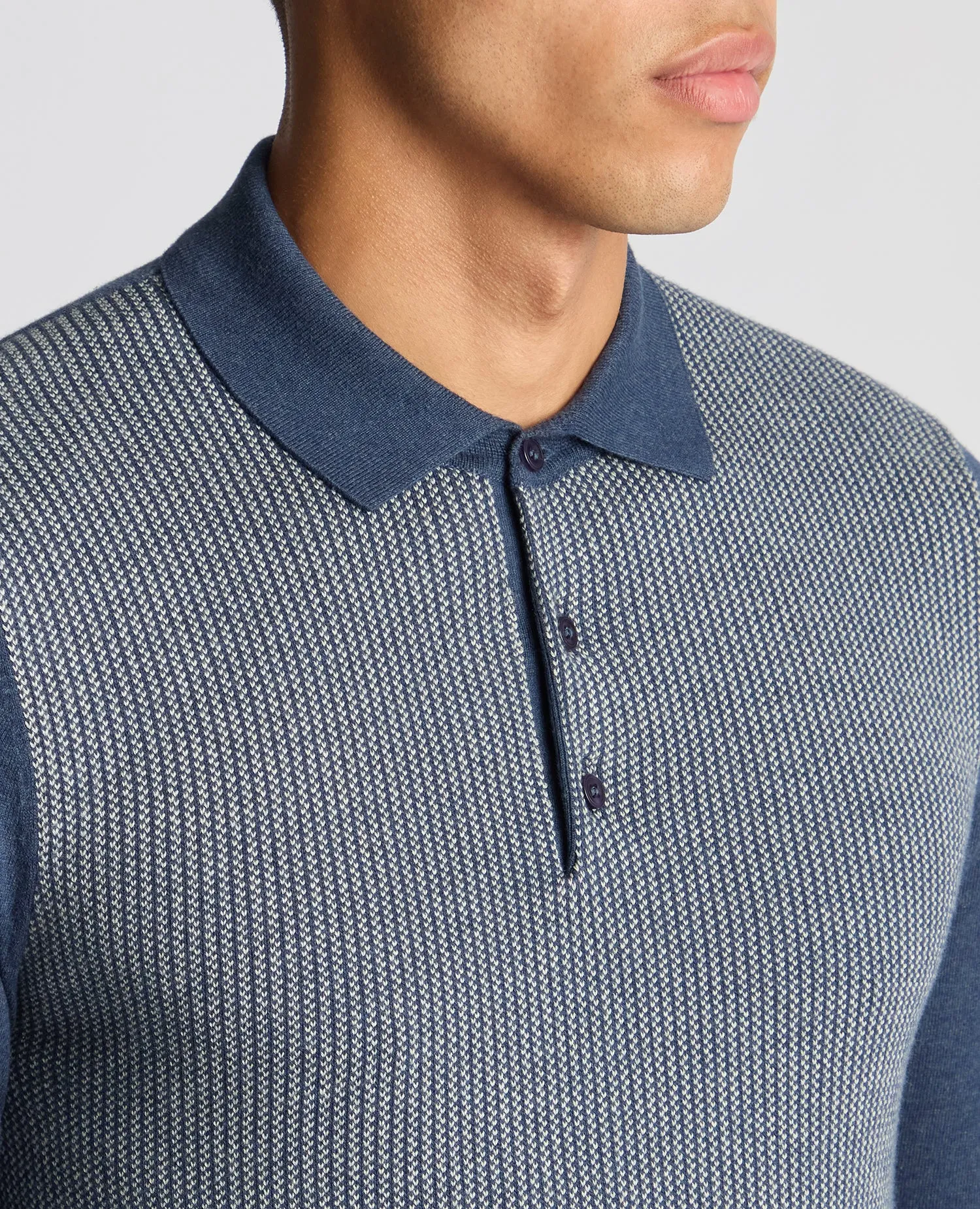 Slim Fit Merino Cotton Jacquard Knitted Polo