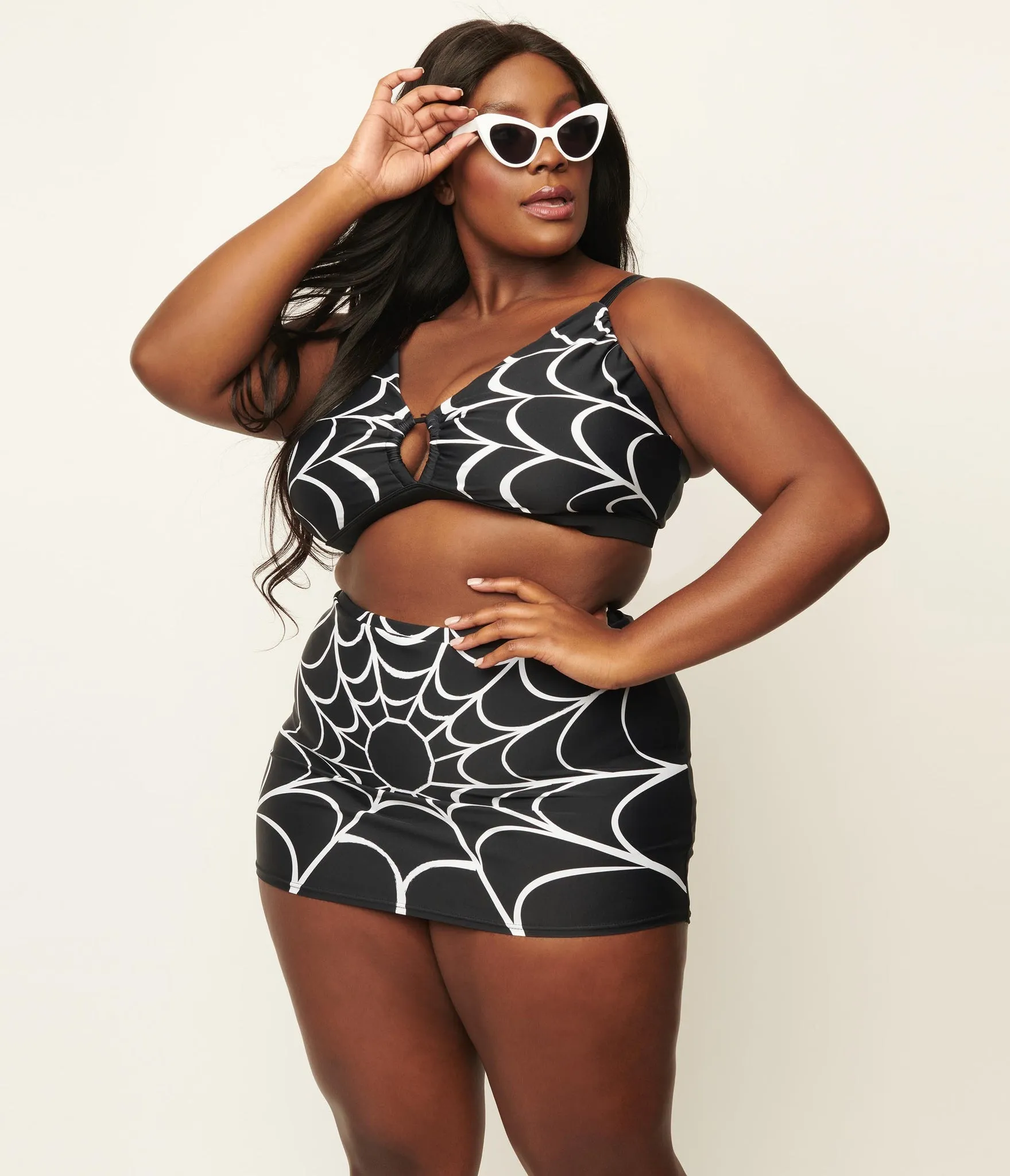 Spiderweb Print Swim Top by Unique Vintage - Size XS