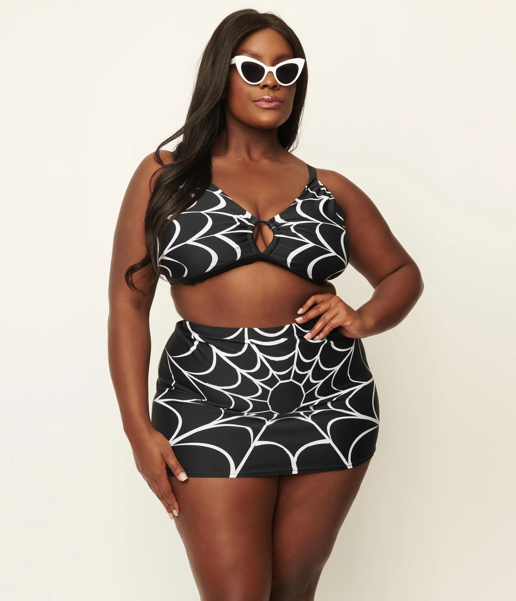 Spiderweb Print Swim Top by Unique Vintage - Size XS