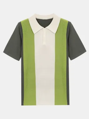 Striped Short Sleeve Color Block Sweater Polo