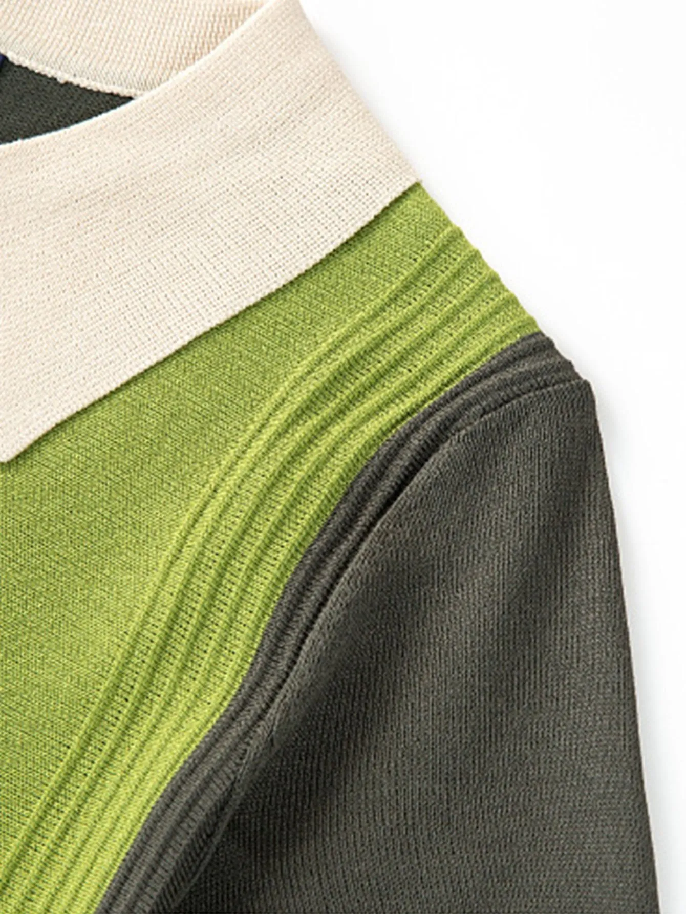 Striped Short Sleeve Color Block Sweater Polo
