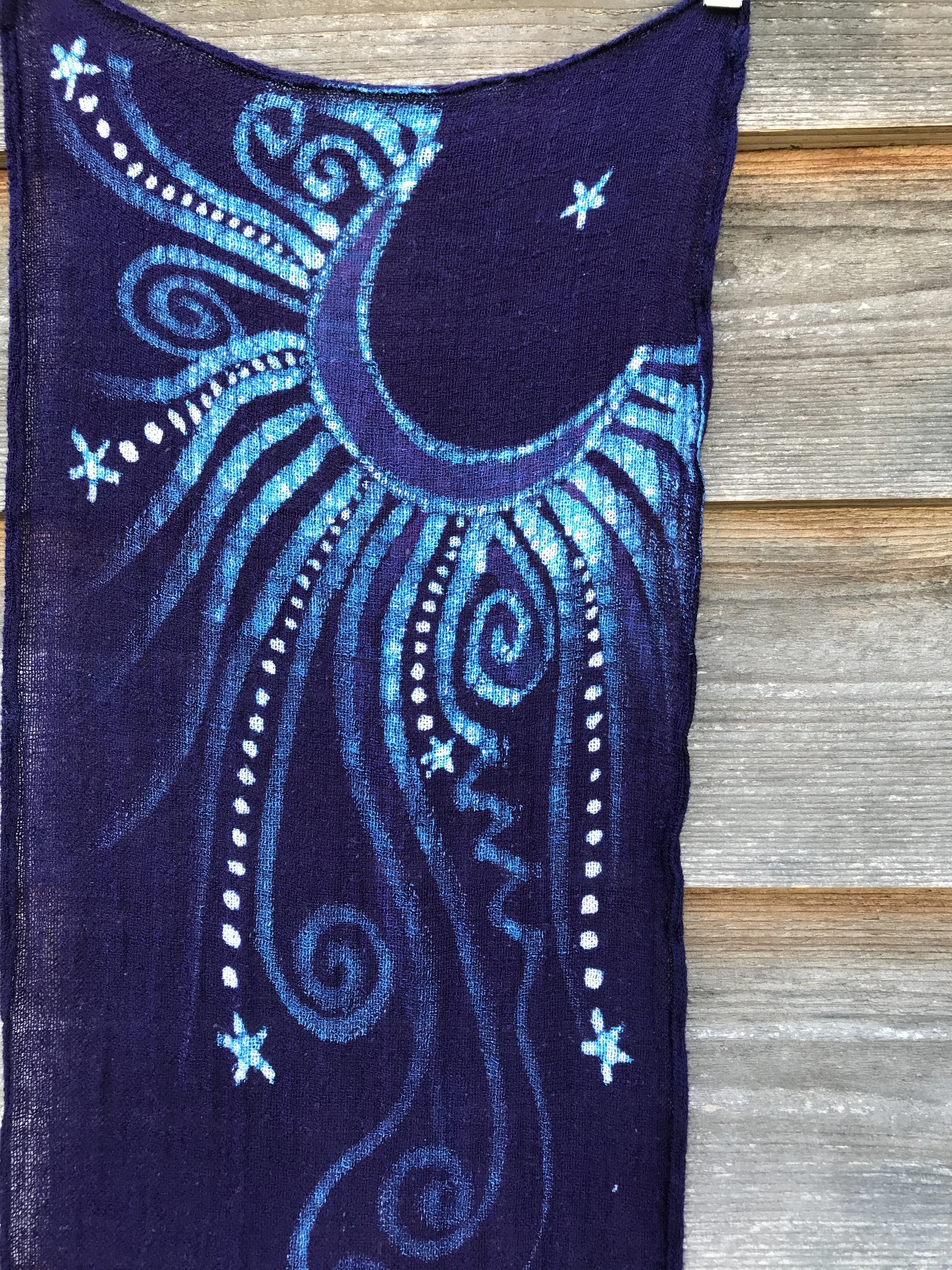 The Night Sky Is A Blissful Wonder Handmade Batik Scarf in Organic Cotton
