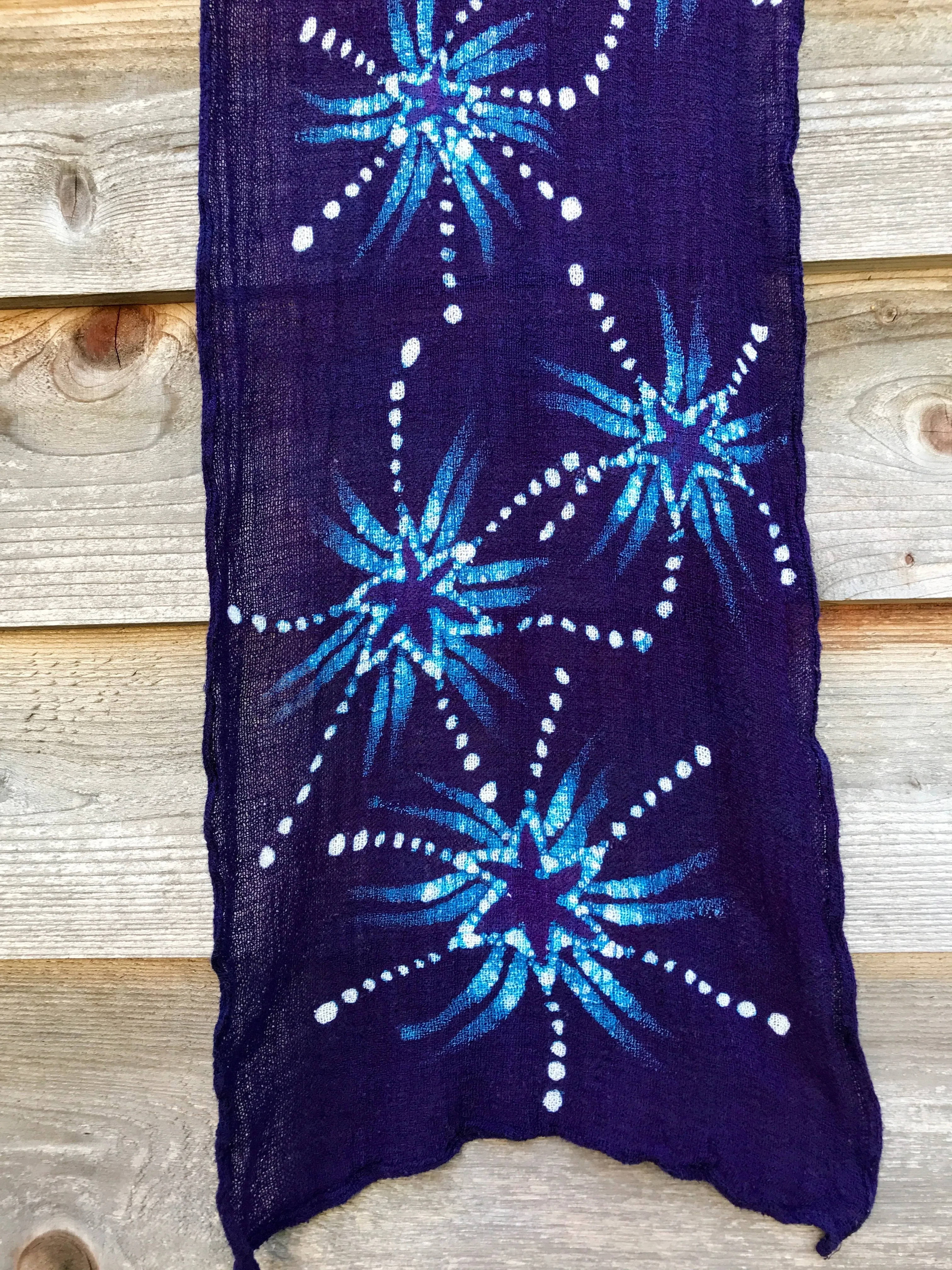 The Night Sky Is A Blissful Wonder Handmade Batik Scarf in Organic Cotton
