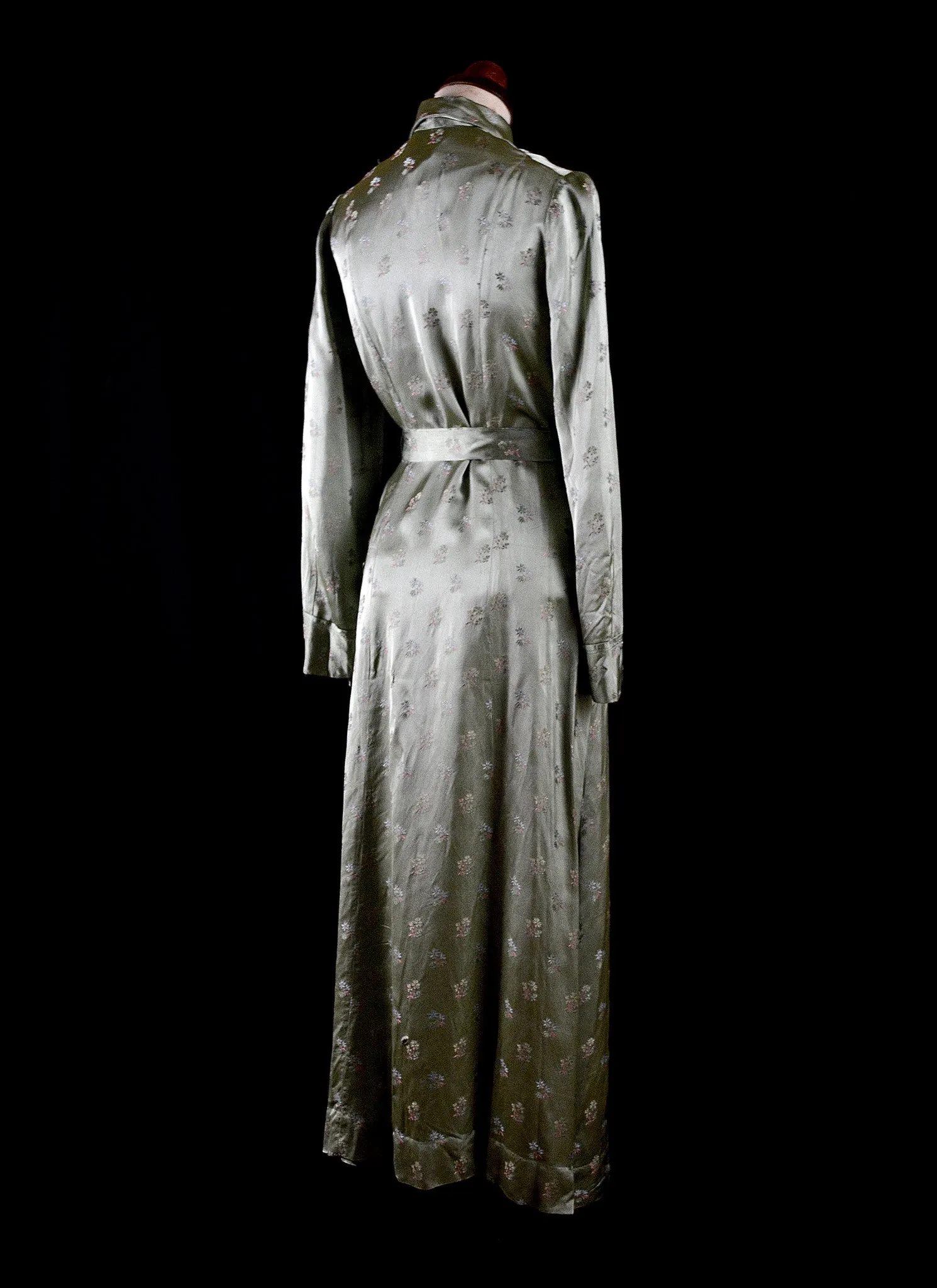 Vintage 1940s Green Satin House Coat