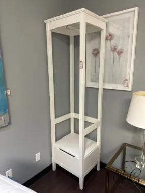 White Finish Open Wardrobe With Hanging Rod & Storage Drawer