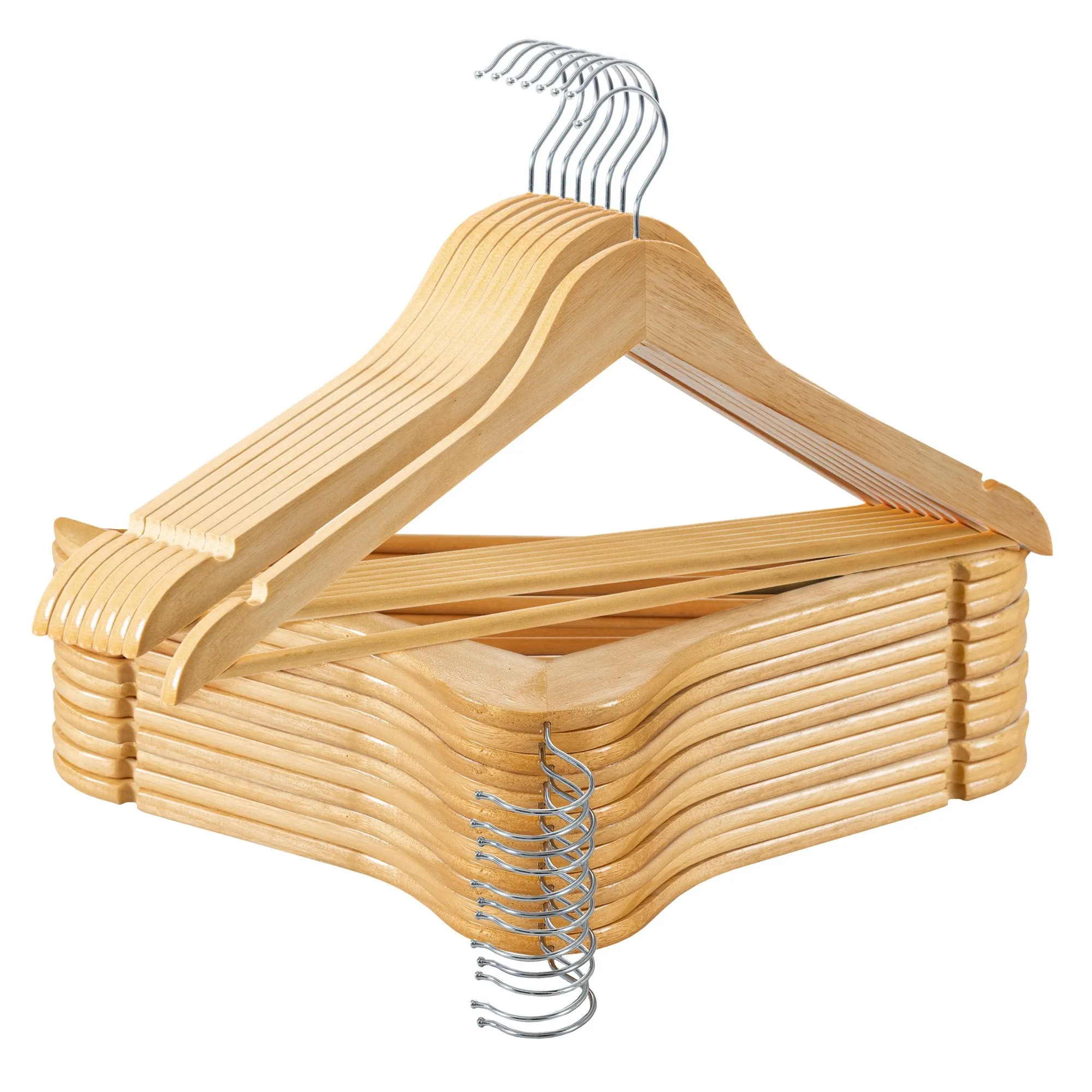 Wooden Hangers 30 Pack - Coat & Suit Hangers with 360Â° Swivel Hook & Non-Slip Notches