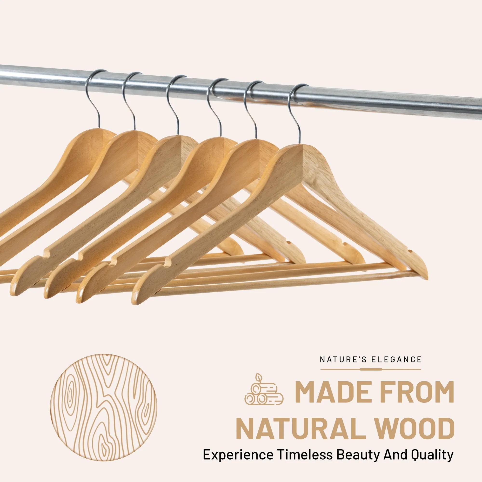 Wooden Hangers 30 Pack - Coat & Suit Hangers with 360Â° Swivel Hook & Non-Slip Notches