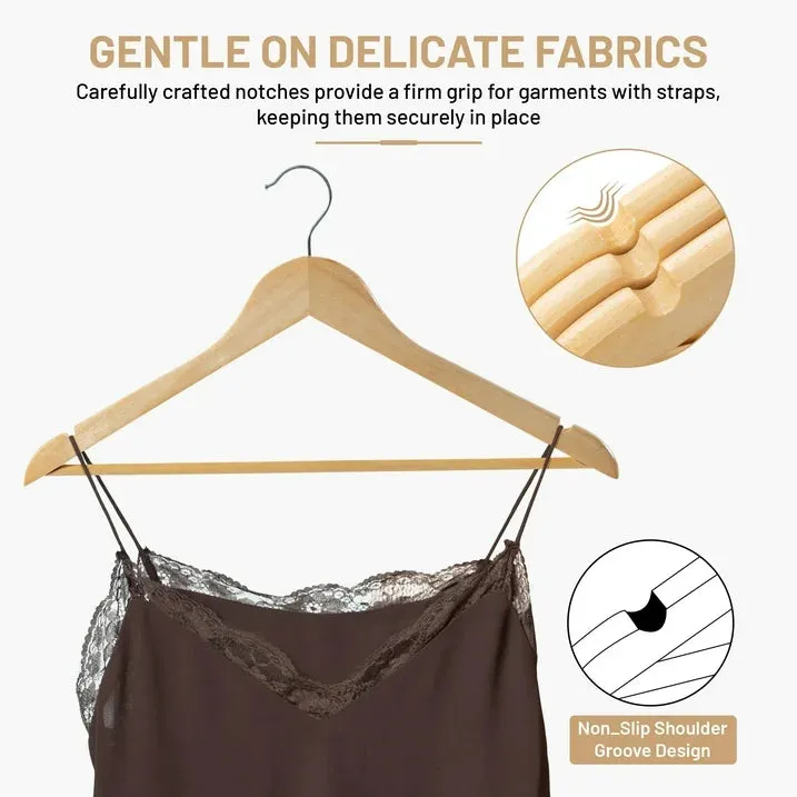 Wooden Hangers 30 Pack - Coat & Suit Hangers with 360Â° Swivel Hook & Non-Slip Notches